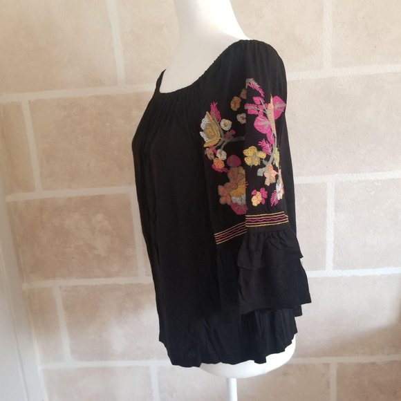 Altar’d State Off The Shoulder Black Top Blouse - Picture 6 of 12